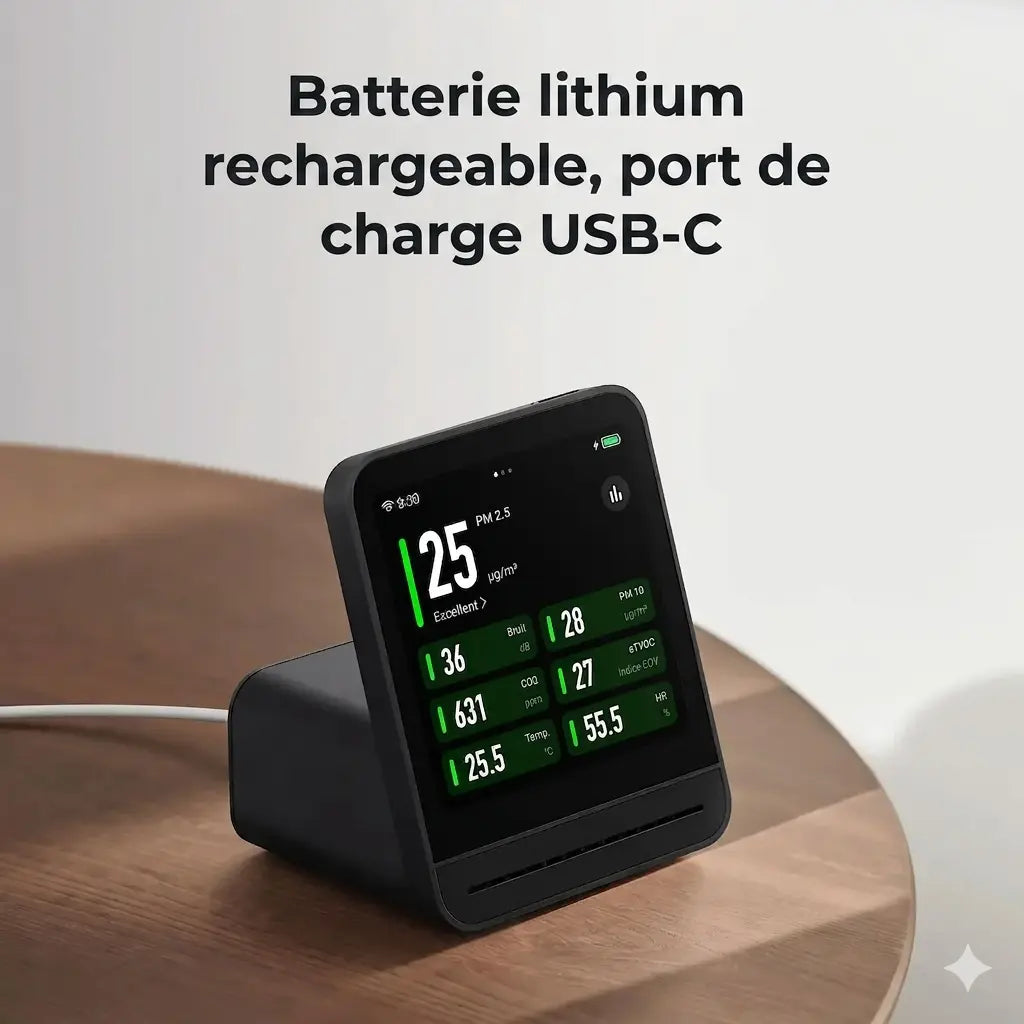 Détecteur de Co2 pour Maison, Noir